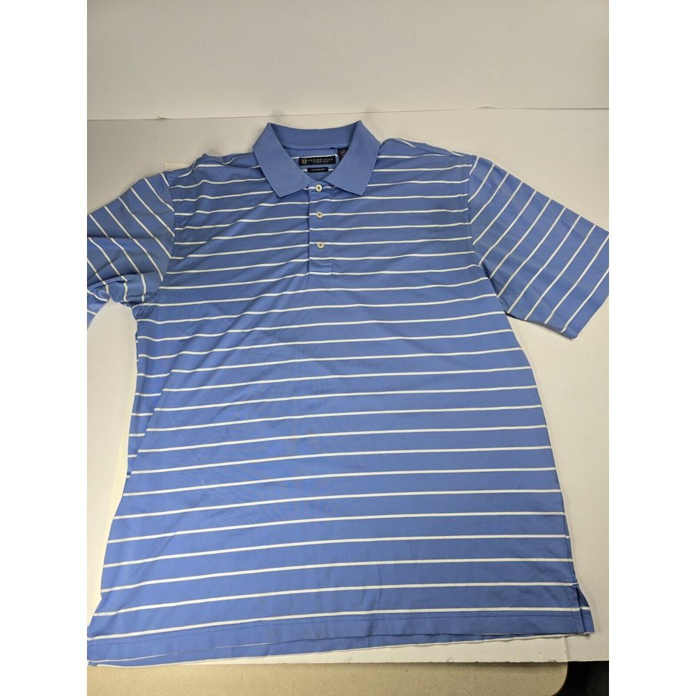 Oxford Golf Super Dry Shirt Mens Size XL Light Blue CoolMax Argyle‎ Short Sleeve